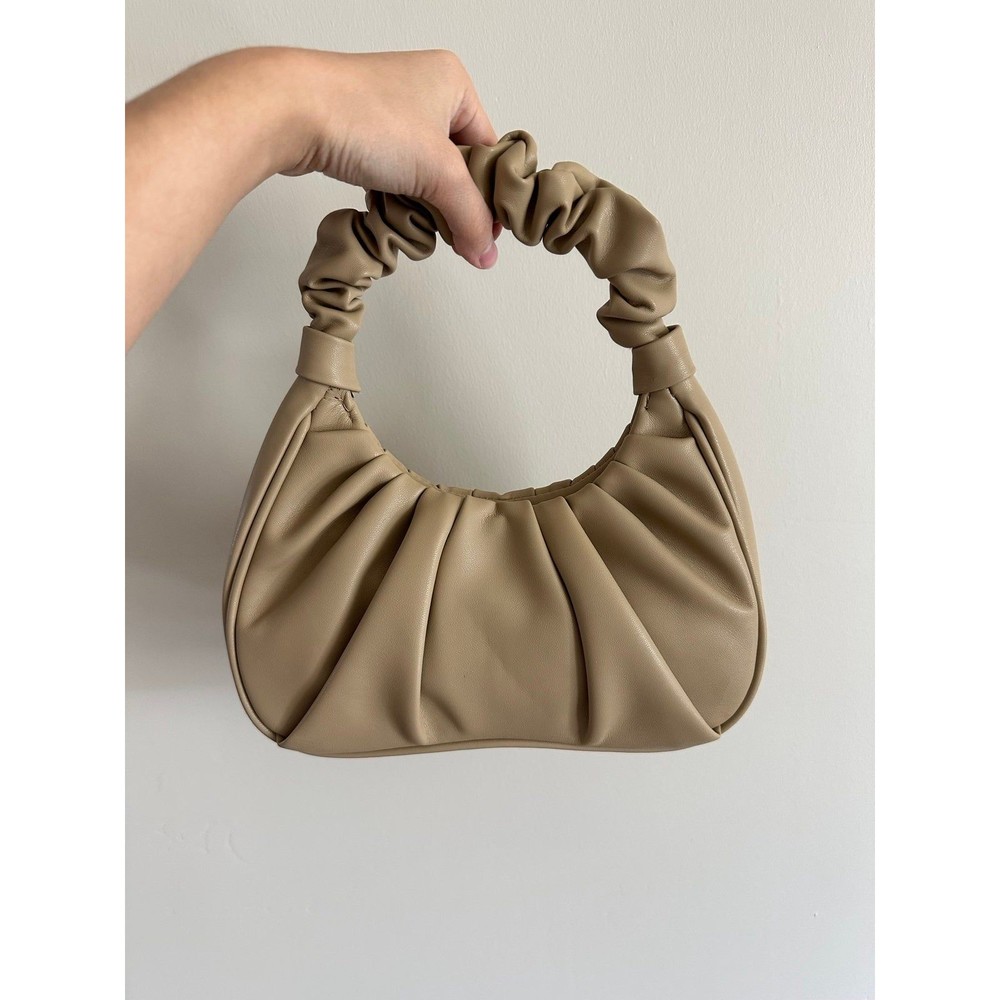 Tan Khaki Scrunchie Shoulder Bag